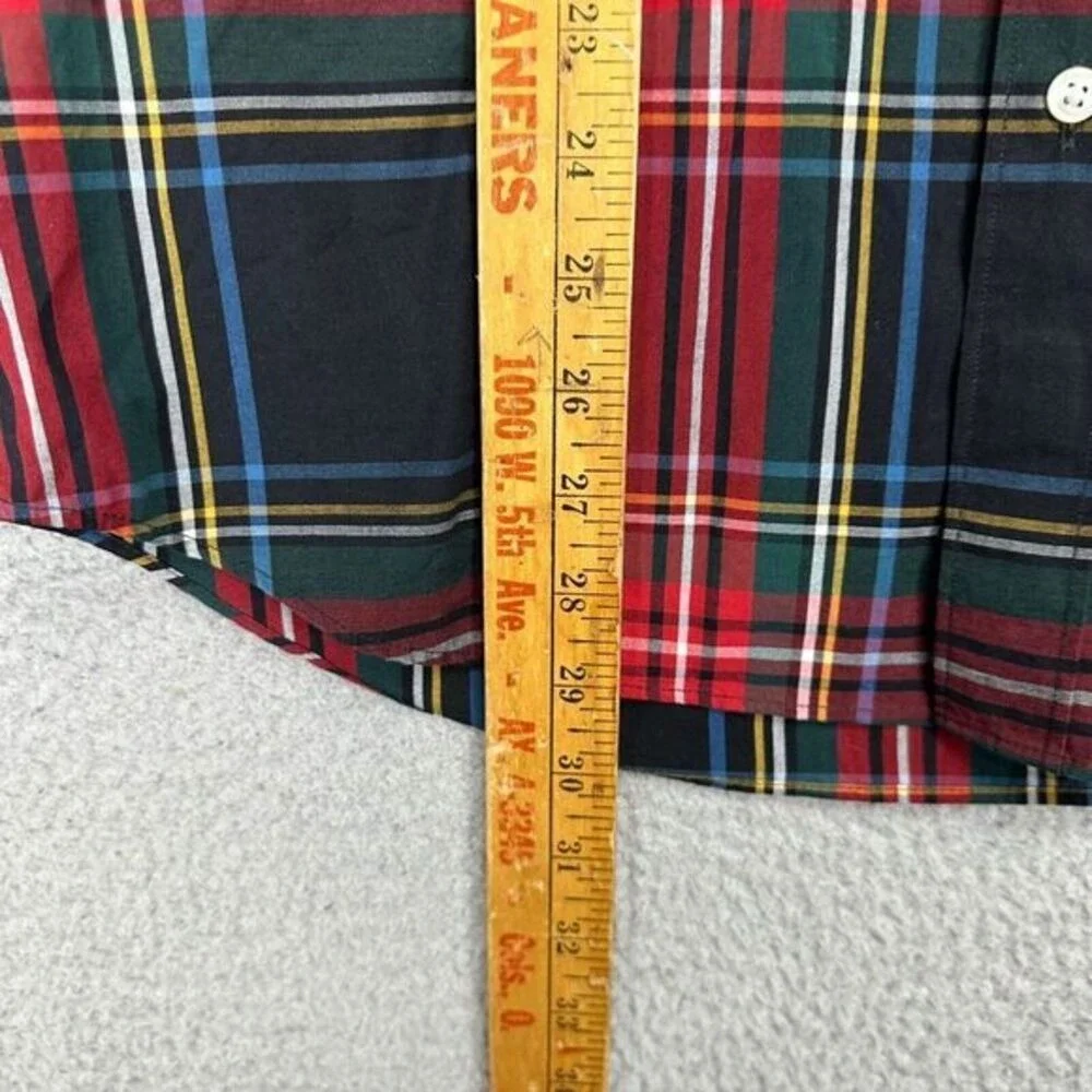 J Crew Shirt Mens Medium Black Multi Plaid Organic Cotton Blend Slim Button Down